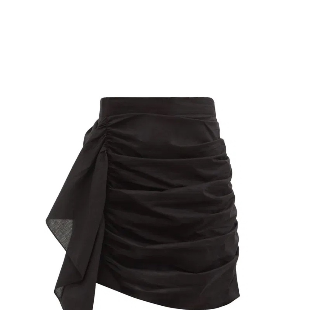 RHODE Black Hannah ruched cotton mini skirt LG
